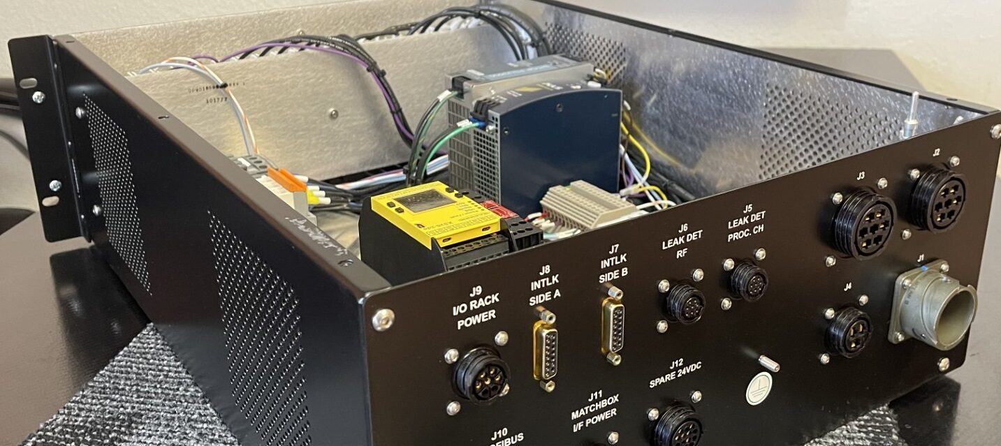 Labeled test interface panel with connector call outs, built by HPN Electronics