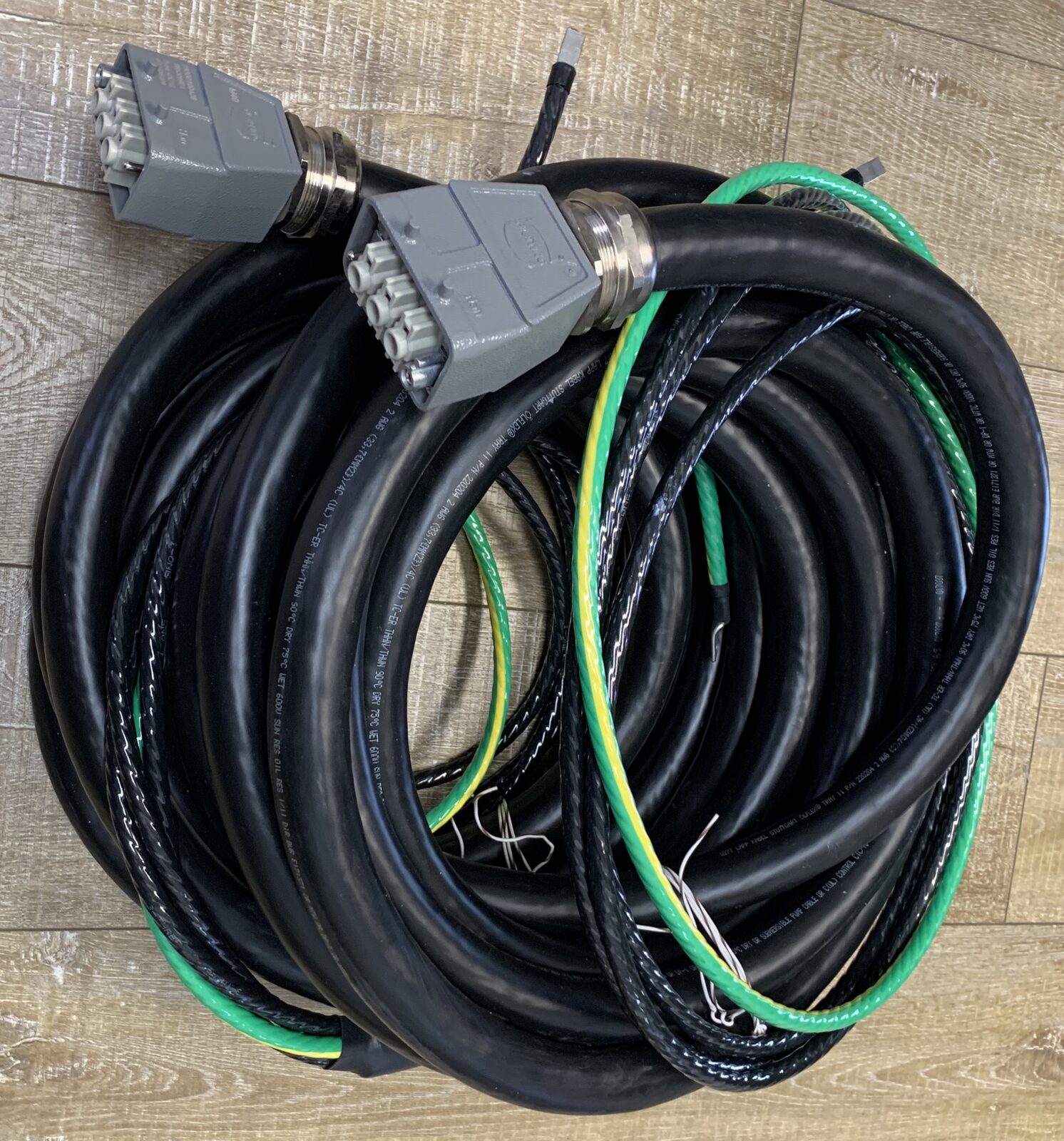 Coiled cable harness with connectors, quality inspected at HPN Electronics